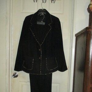 Suit - “Cimmaron Plus” 2 Piece Women's Jacket & Pants, Sz:20W, Black, Faux Anima